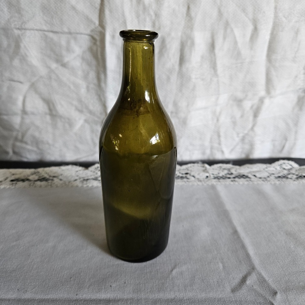 Green glass bottle 6" tall Japan